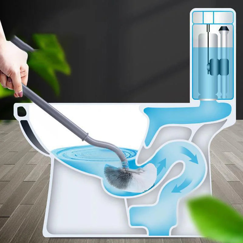 Plastic Toilet Brush Long Handle Soft Hair WC Cleaning Brush Squatting Pan Clea image 5