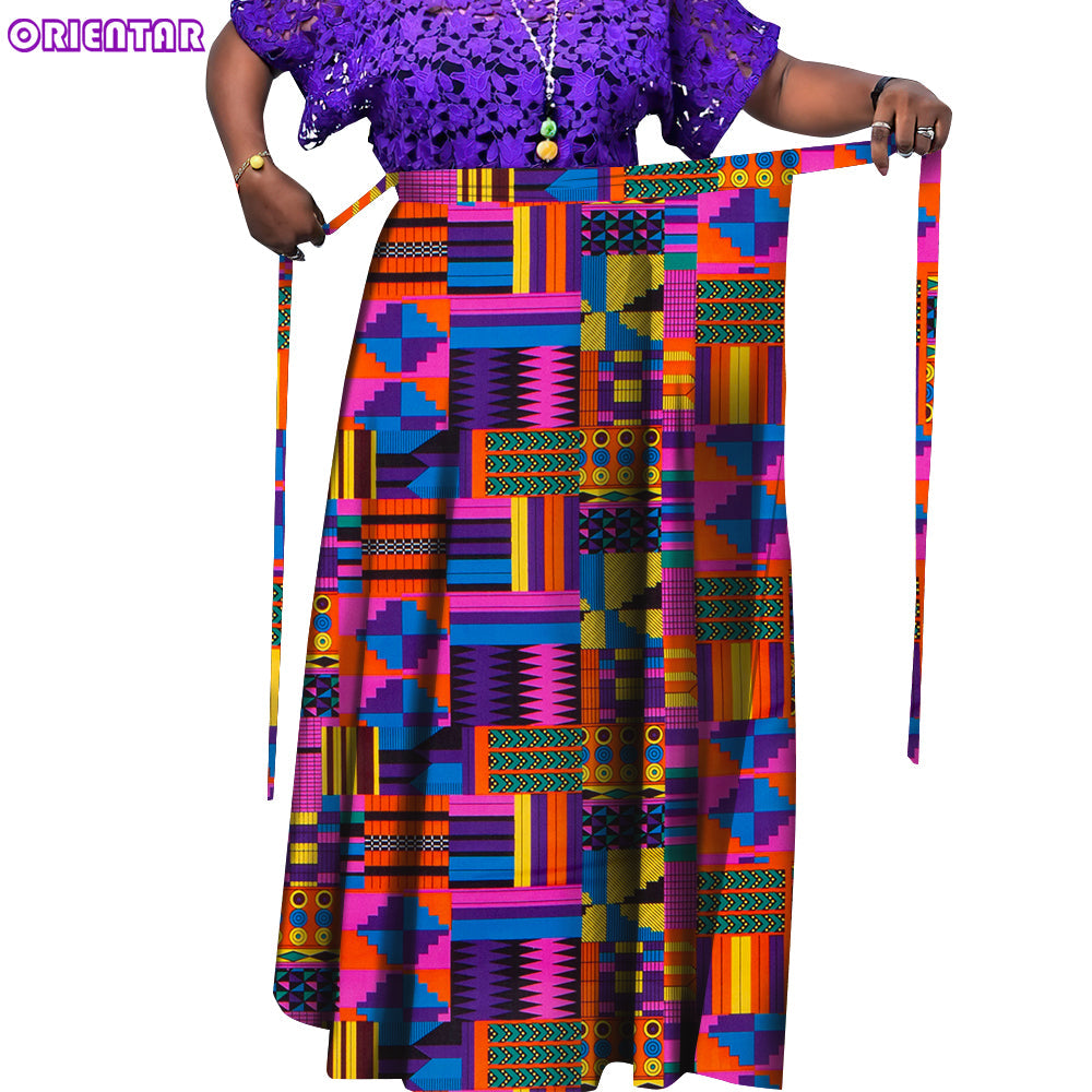 ORIENTAR Women Traditional Mermaid Long Skirt Dress Africa Bazin Riche Print Cl