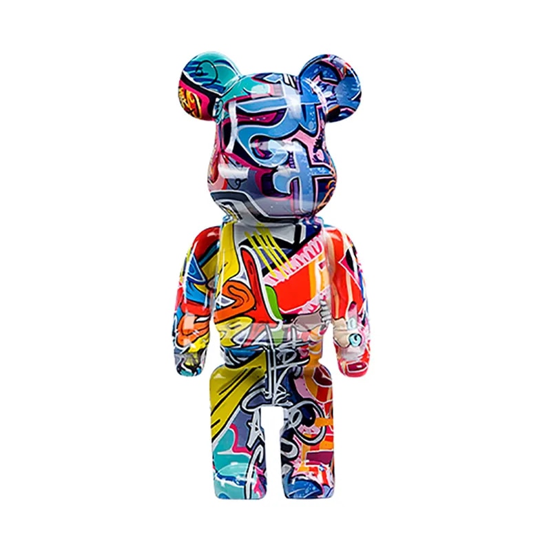 27cm Graffiti Bear Figurine Home Decoration Animal Statue Storage Money Jar Mod image 0