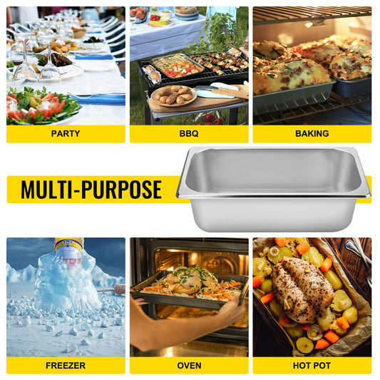 VEVOR Buffet ChaFolding Dishes 8.5L-20.5L Gastronorm Pans Steam Table Pans Tray St