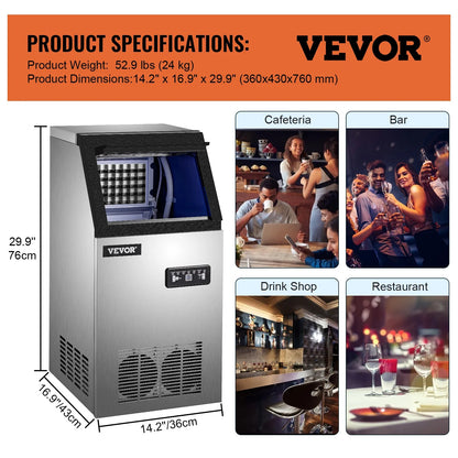 VEVOR 30KG 35KG 40KG 60KG/24H Commercial Ice Maker Ice Cube Machine High Ice Yi image 9