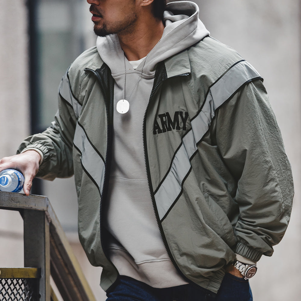 Maden ARMY Reflective Hooded Contrasting Color Bomber Jacket Sports Quick-dryin image 4