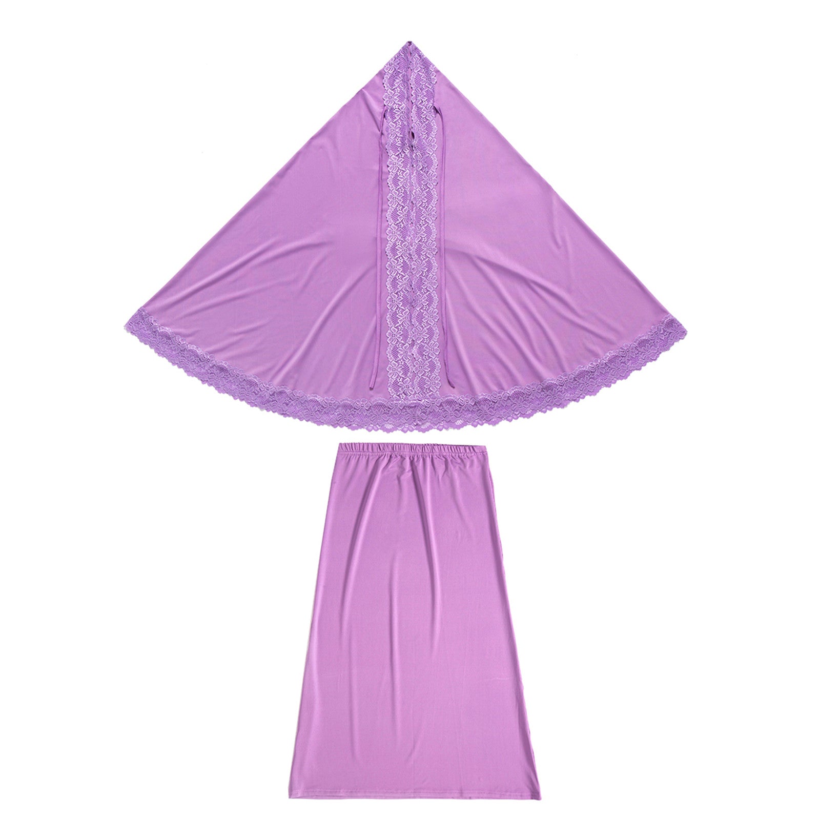 2 Piece Set Prayer Garment Lace Dress Robe Muslim Kids Girls Abaya Gowns Overhe image 4