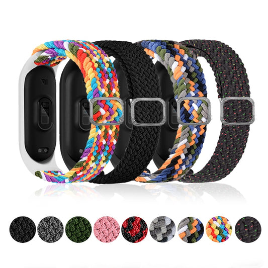 Bracelet for Mi band 6 7 Strap Elastic adjustable Nylon Braided Miband4 miband  image 0