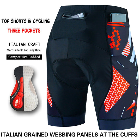 Three pocket Cycling Shorts Bike Tights Triathlon 5D Gel Padded Pro Lycra Bicyc