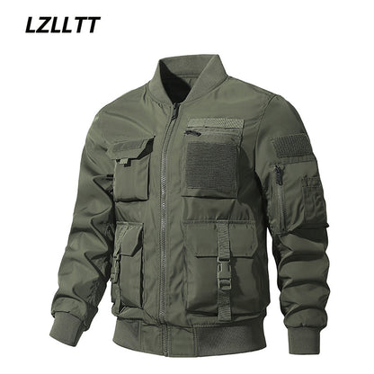 Spring Autumn New Multi-Pocket Jacket Men Fashion Casual Windproof Pilo