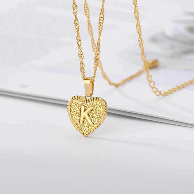 DUOYING Custom Initial Letter Necklace Heart Shape Pendant Personalized 18K Gol image 1