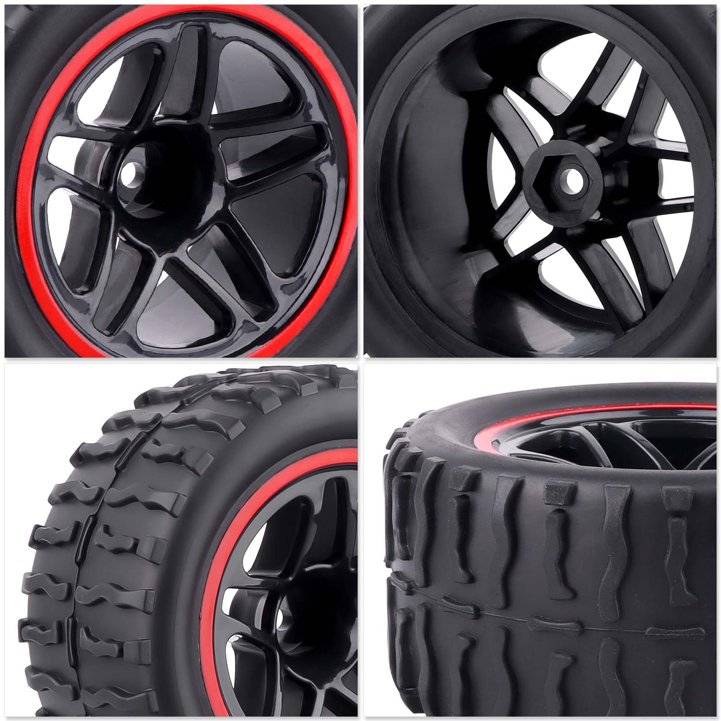 HobbyPark Glued 12mm Hex RC Truck Wheels Tires for 1/10 Traxxas Rustler 2wd 4x4 image 0