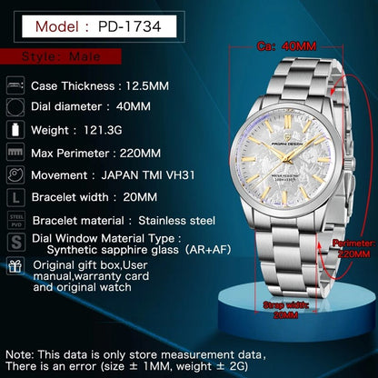 PAGANI DESIGN 40MM Men Quartz Watches TMI VH31 Luxury Business Top Sapphire 316 image 6