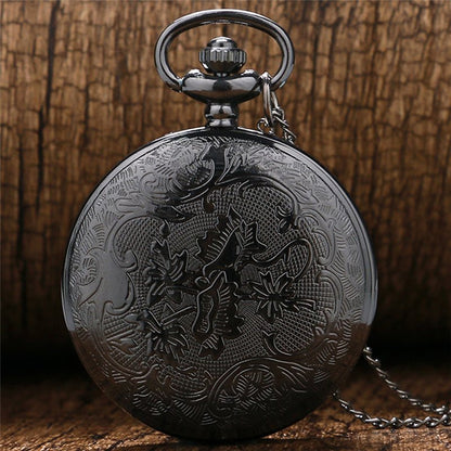 Vintage Charm Black Unisex Fashion Roman Number Quartz Steampunk Pocket Watch W image 2