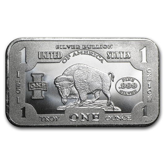 1 oz Silver Bar - 1901 $10 Bison image 0