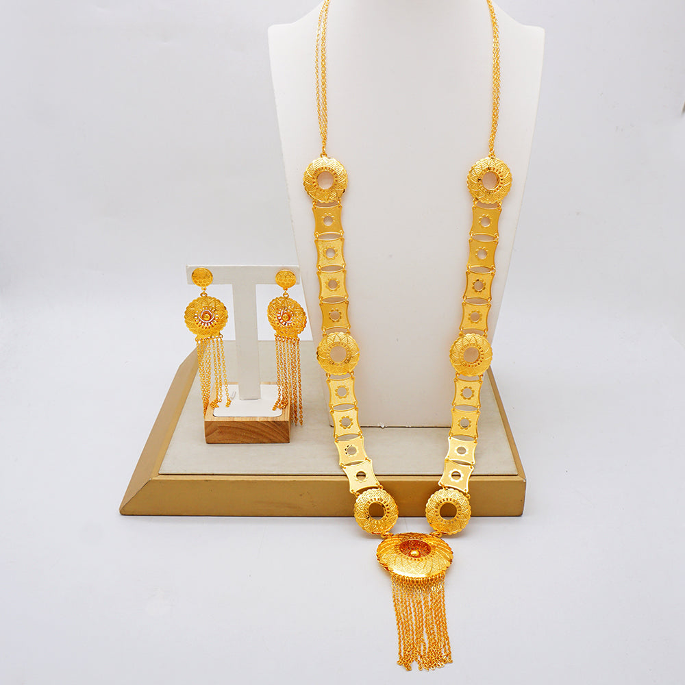 NEW ANIID Indian Fashion Gold Color Charm Necklace And Earrings Set African Wed image 1