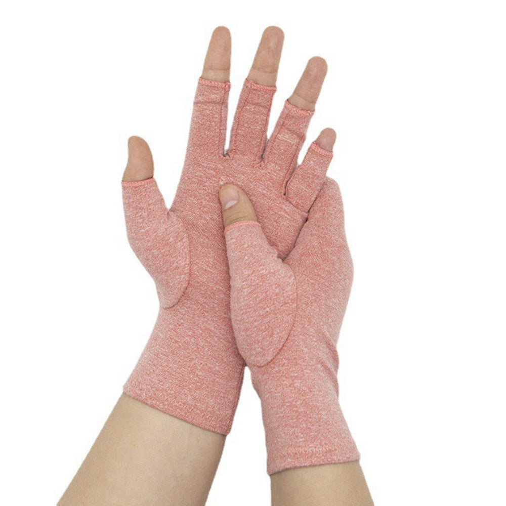 Compression Arthritis Gloves Wrist Support Therapy Wristband Half Finger Compre image 1