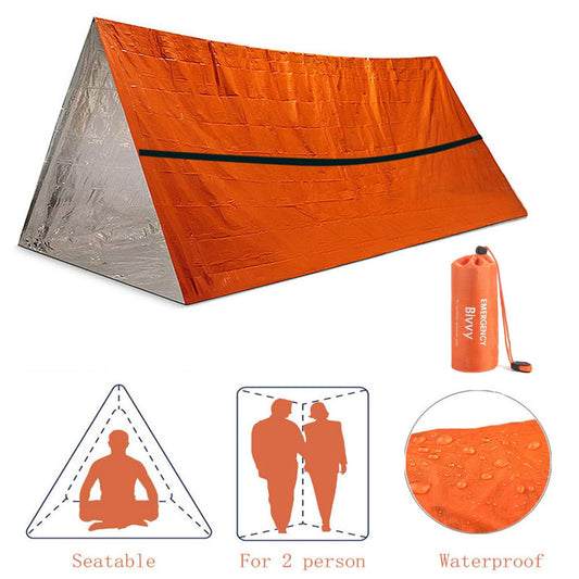 2 Person Emergency Shelter Bivy Survival Tent Kit Mylar Tube Tent Sleeping Bag image 0