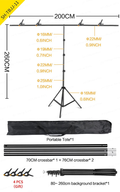 T Stand Background for Backdrop Wall Pography Adjustable Support System P image 2