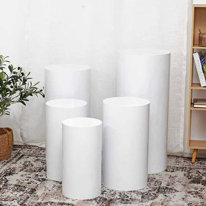 White Gold New Round Cylinder Pedestal Display Art Decor Plinths Pillars for DI image 6