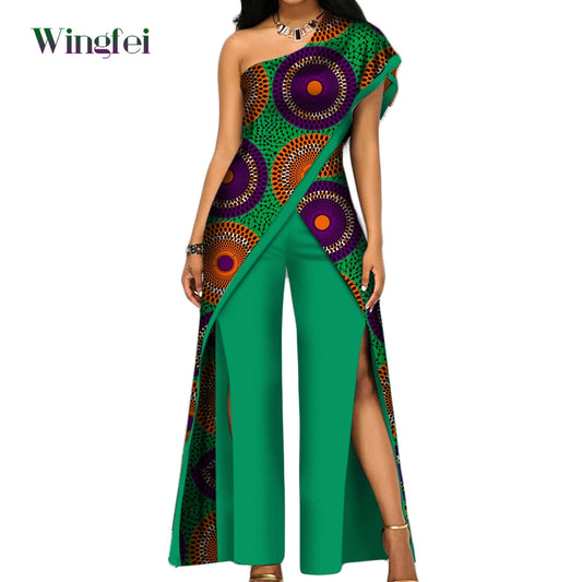 Africa Clothes for Women's Ankara Fashion Pant Set for Women's  Off Shoulder Tr