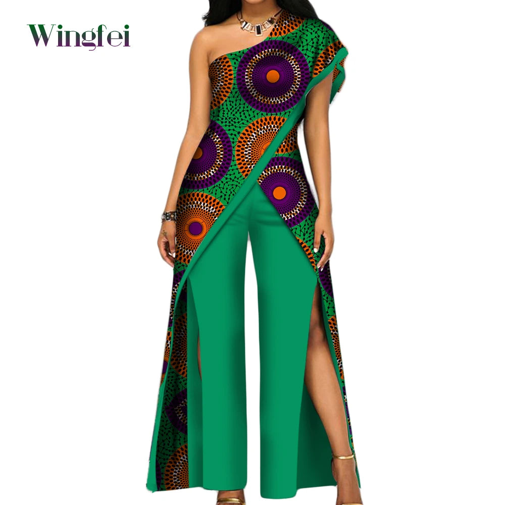 Africa Clothes for WoMen's Ankara Fashion Pant Set for WoMen's  Off Shoulder Tr