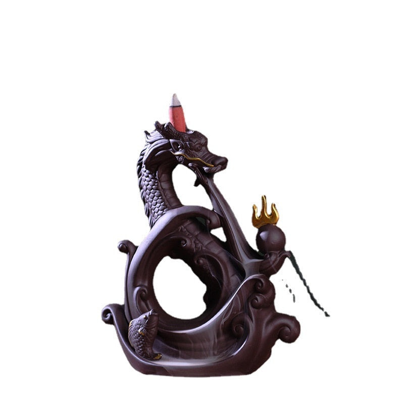 Dragon backflow incense burner ceramic smoke incense burner creative incense or image 5