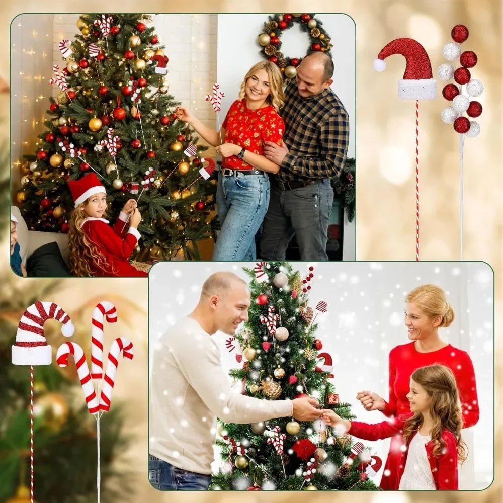 36 Pcs Christmas Tree Decoration Balls and Candies with Sticks Christmas Tree F image 3
