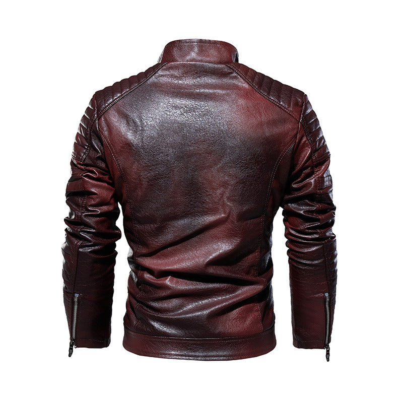 New Men's Autumn And Winter Men High Quality Fashion Coat PU Leather Jacket Mot image 4