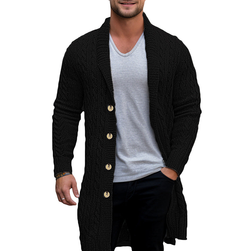 Men s Classic V-Neck Cable Knit Button Up Cardigan Sweater Long Sleeve Lapel Wi image 5
