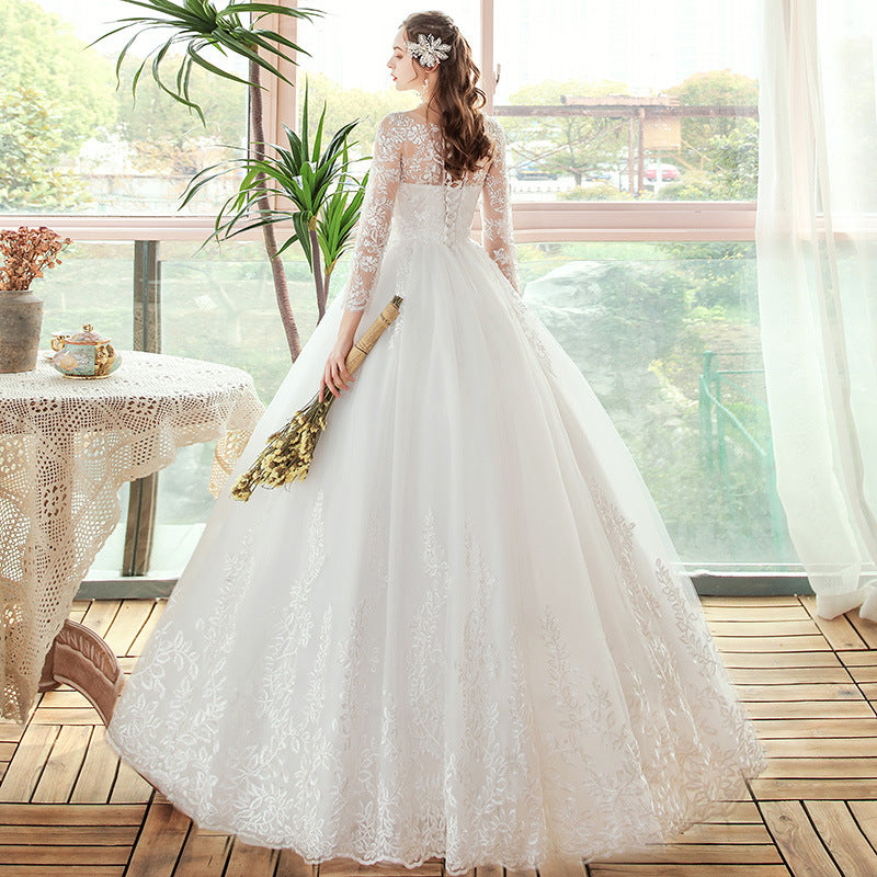 Vestido De Noiva 2022 New Elegant O-neck Wedding Dress Lace Embroidery Long Sle image 3