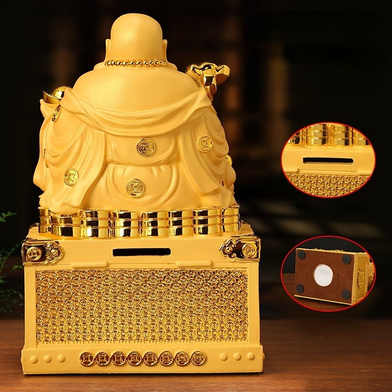Laughing Buddha's Decoration To Piggy Bank Fortune Resin sculptureHandmade Stat image 3