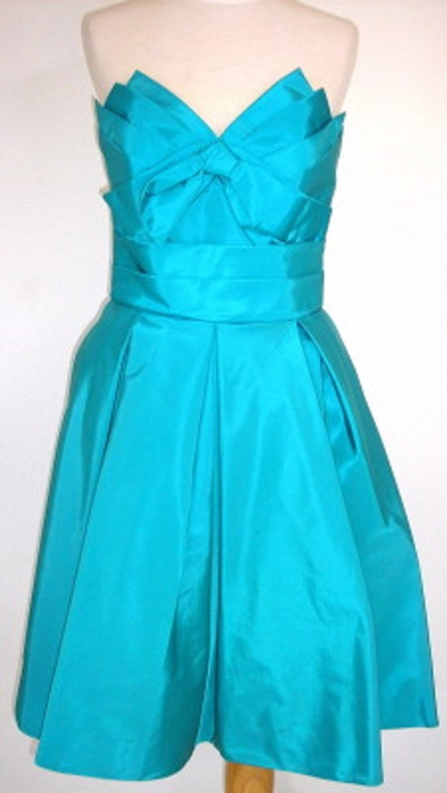 Victor Costa Women Dress Taffeta Aqua Center Bow Size 8