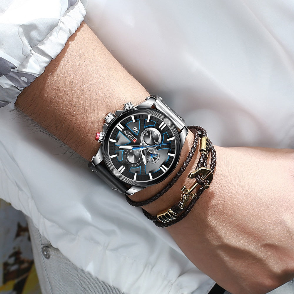 CURREN Watch Chronograph Sport Mens Watches Quartz Clock Leather Male Wristwatc image 5