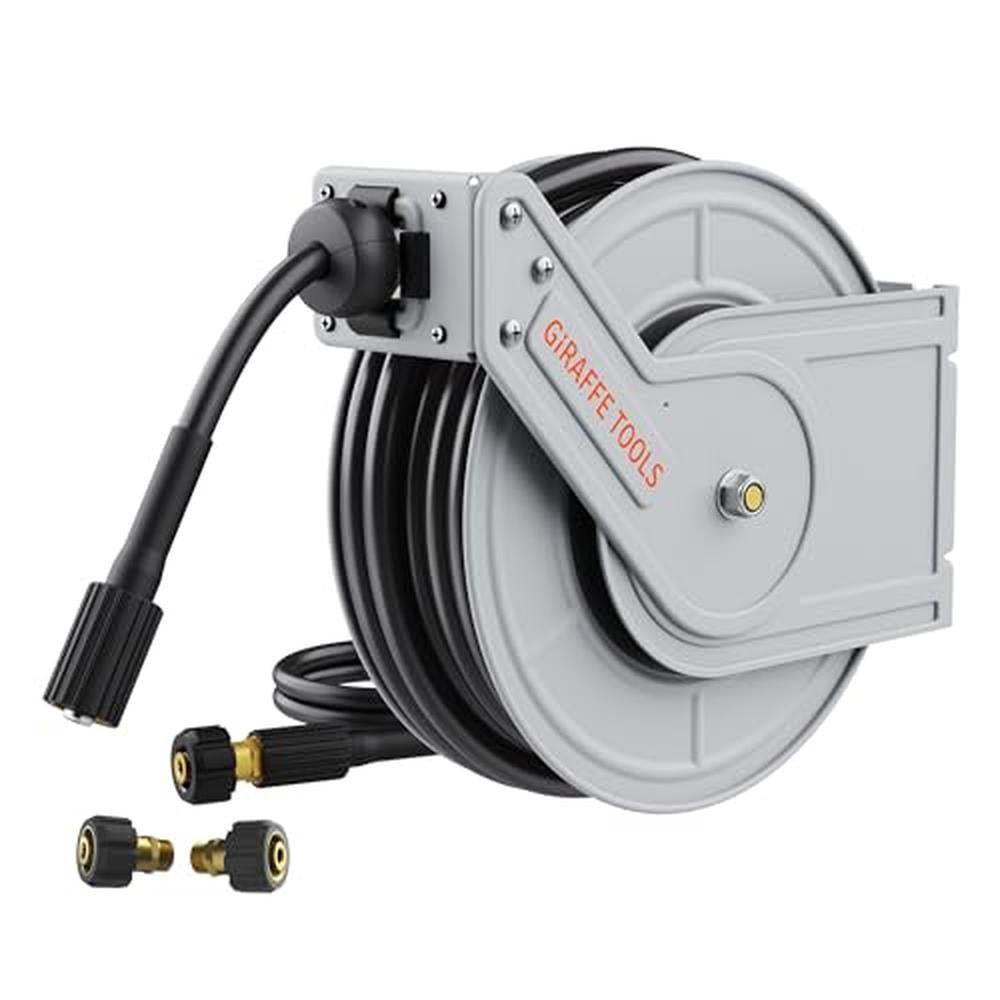 Retractable Pressure Washer Reel 4000PSI Heavy Duty Steel Power Hose  Mountable
