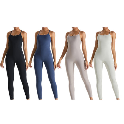 Women's yoga sportswear High elasticity jumpsuit tight fitting clothing Cross b image 6