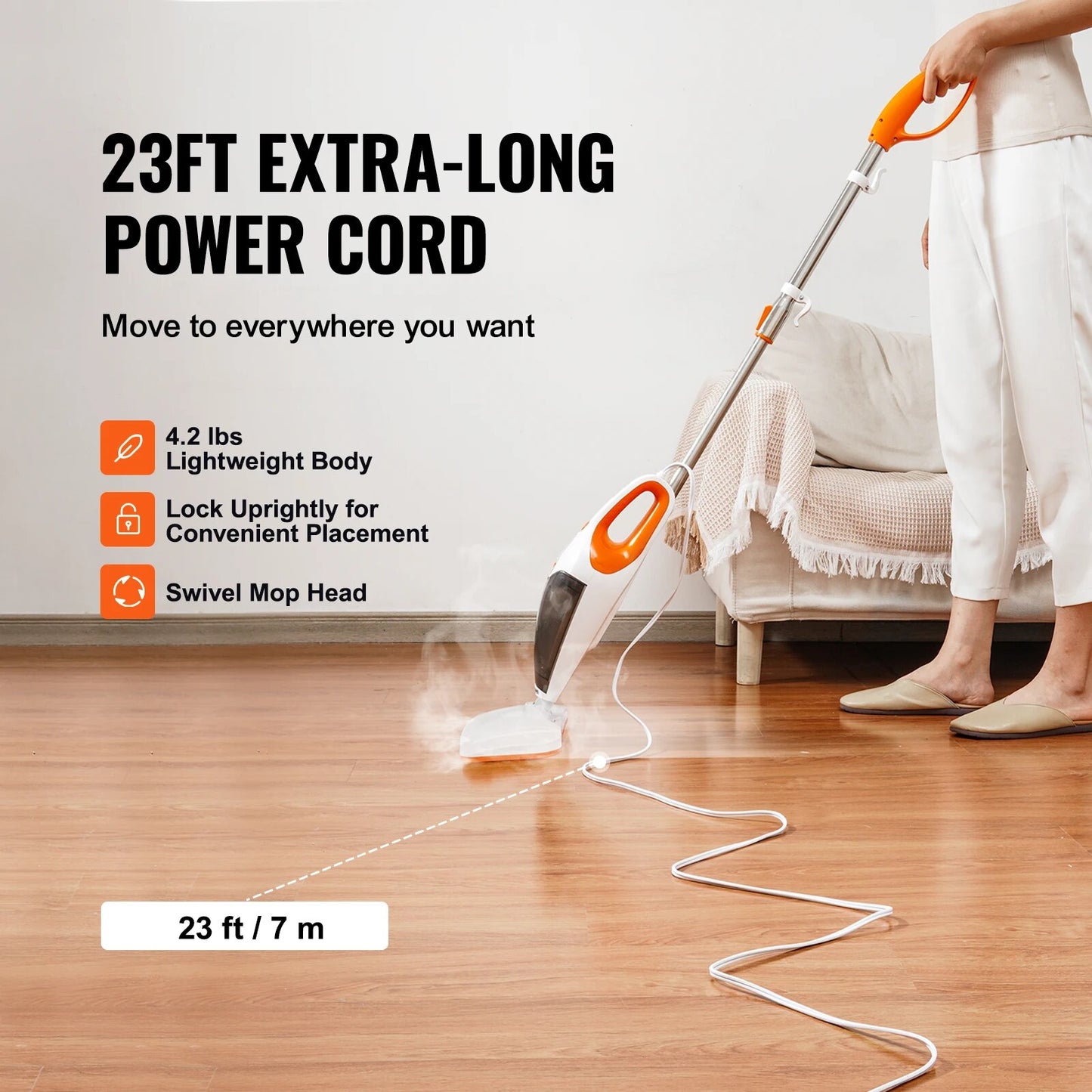 VEVOR Steam Mop Cleaner 5-in-1 High Temperature Steam Cleaner Multipurpose Floo image 7