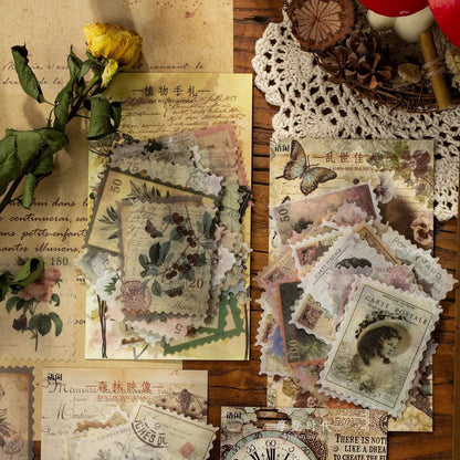 60pcs Retro Junk Journal Sticker kit DIY Diary Scrapbook Decora Sticker Suit fo image 9
