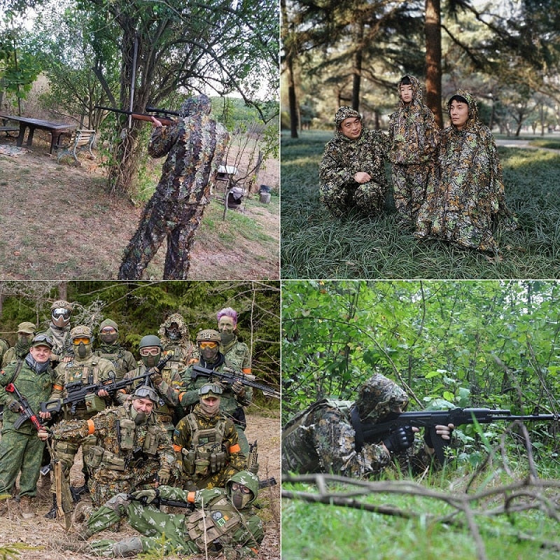 Men Women Kids Outdoor Ghillie Suit Camouflage Clothes Jungle Suit CS Training image 4