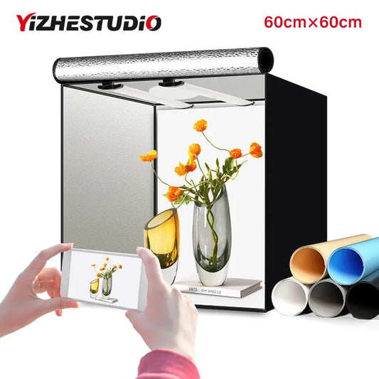 Yizhestudio 60cm Photo Studio Box Led Lightroom Dimmable Folding Softbox Light