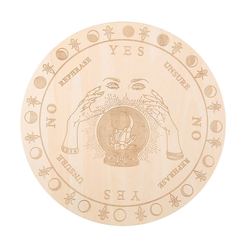 Wooden Pendulum Board with Moon Star Divination Healing Meditation Board Energy image 7