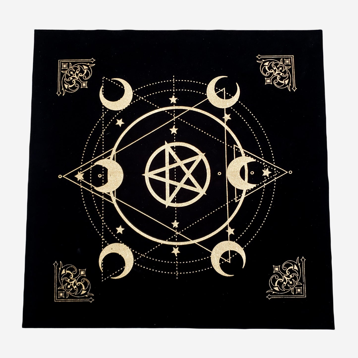 Art Altar Cloth 49x49cm, Black Gold Pentagram, Moon Universe Witchcraft Instead image 2