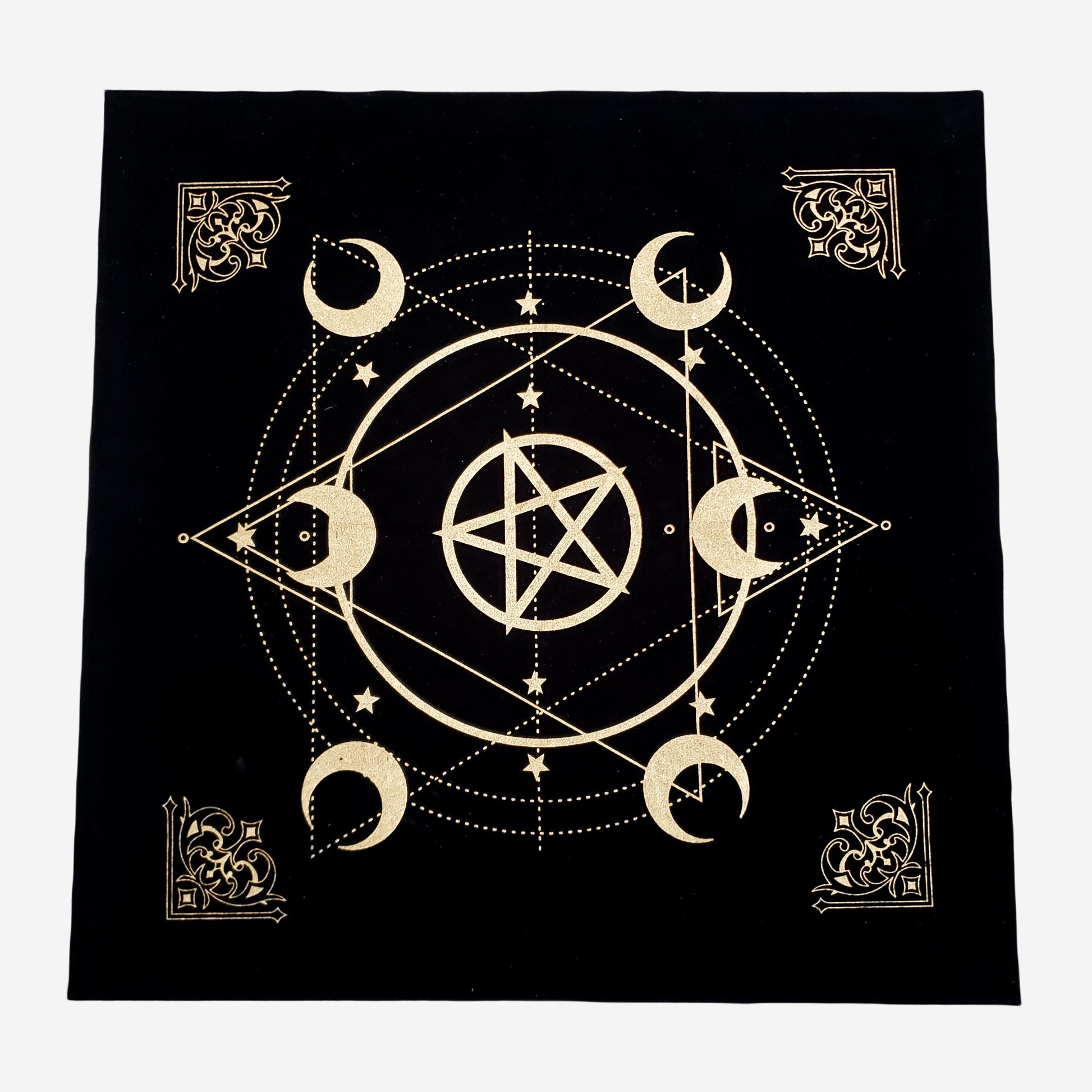 Art Altar Cloth 49x49cm, Black Gold Pentagram, Moon Universe Witchcraft Instead image 2