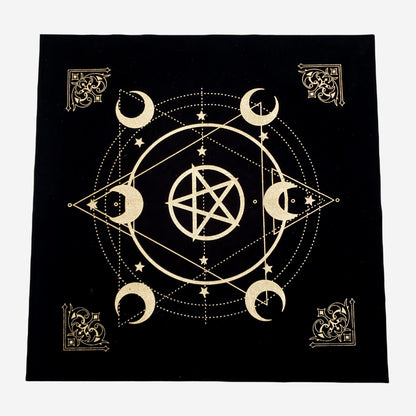 Art Altar Cloth 49x49cm, Black Gold Pentagram, Moon Universe Witchcraft Instead image 2