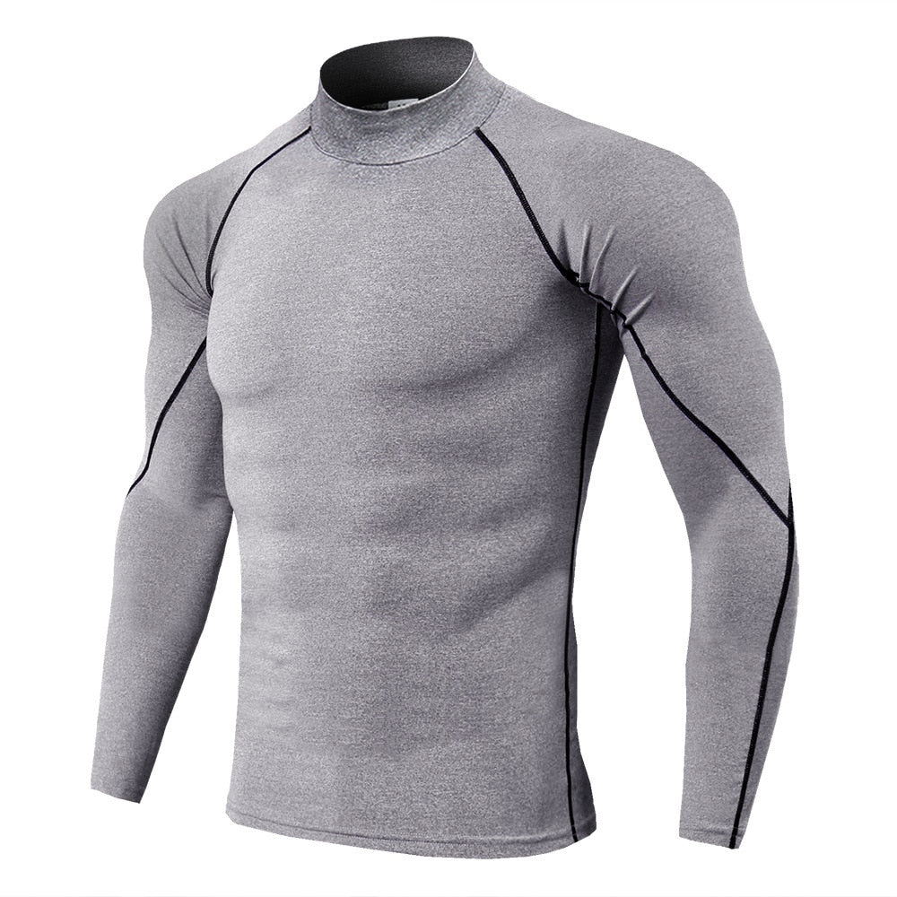 Men Bodybuilding Sport T-shirt Quick Dry Running Shirt Long Sleeve Compression image 7