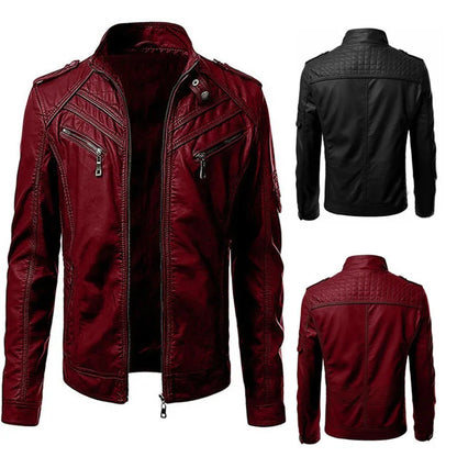 The new casual high-end fashion leather coat men sell European and American sol image 1