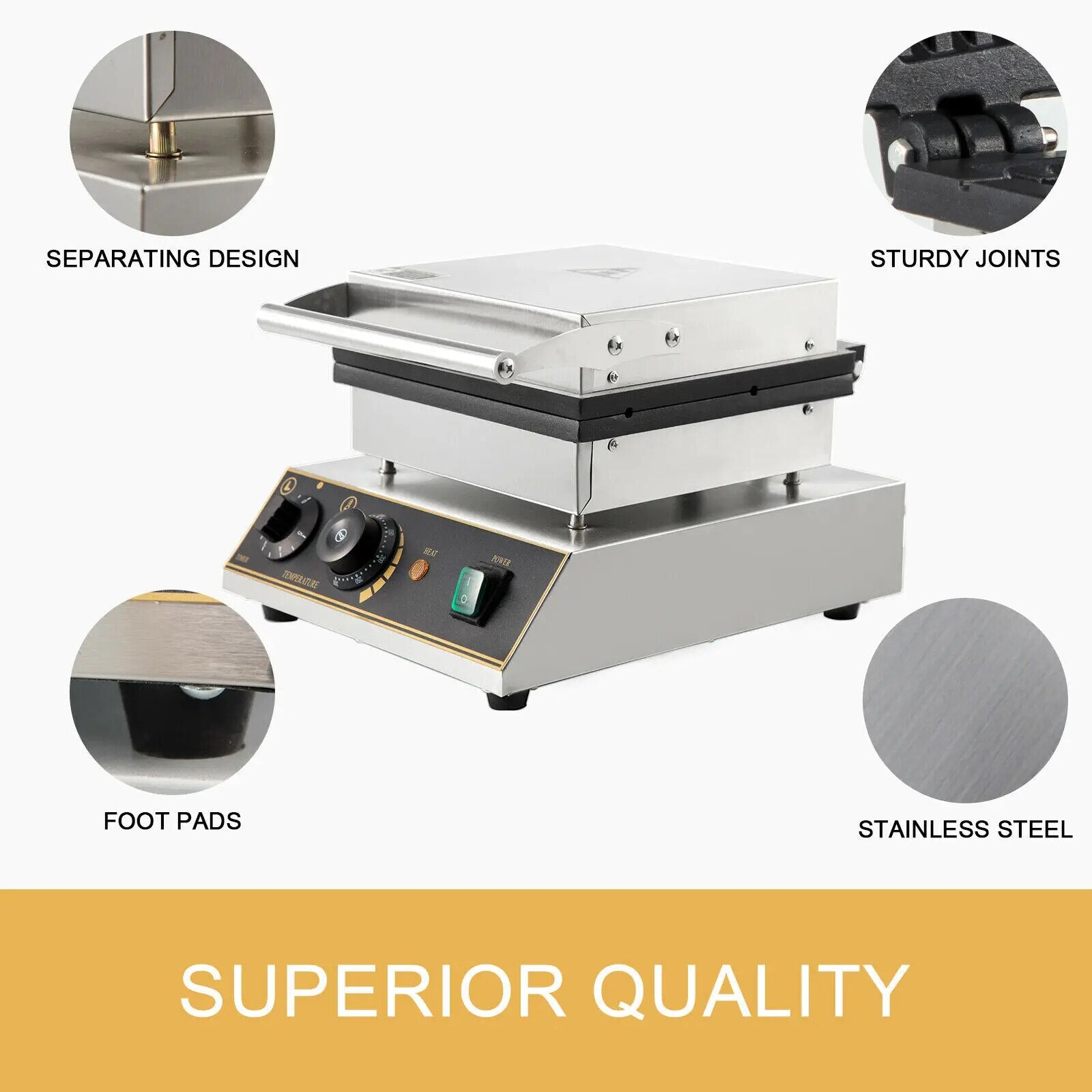 VEVOR Commercial Electric Waffle Maker Kitchen Appliance Home Round Square Shap image 8