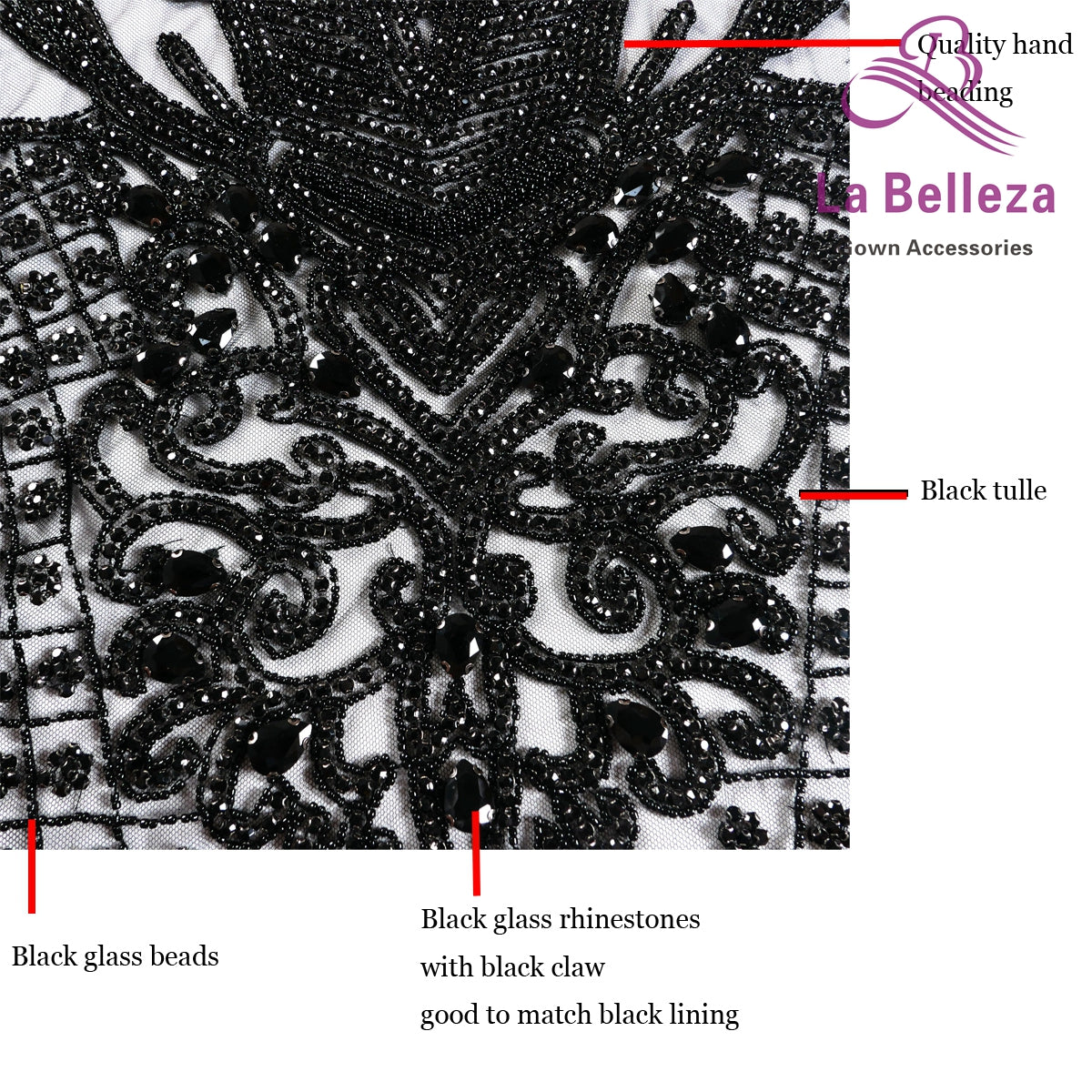 La Belleza New  on sale handmade AB black silver 6color luxury bodice Rhines image 11