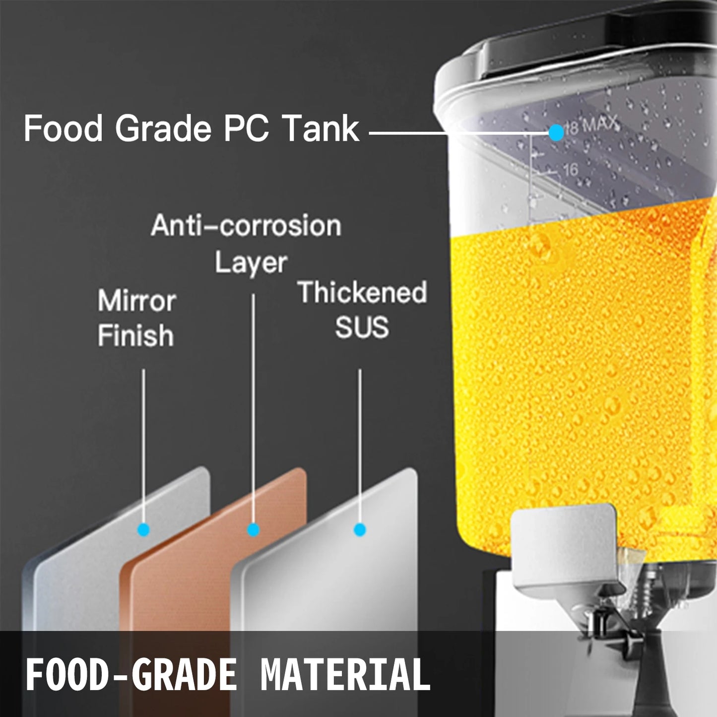 VEVOR 18L 36L 54L Cold Beverage Dispenser Electric Drink Granite Machine Food-G image 5