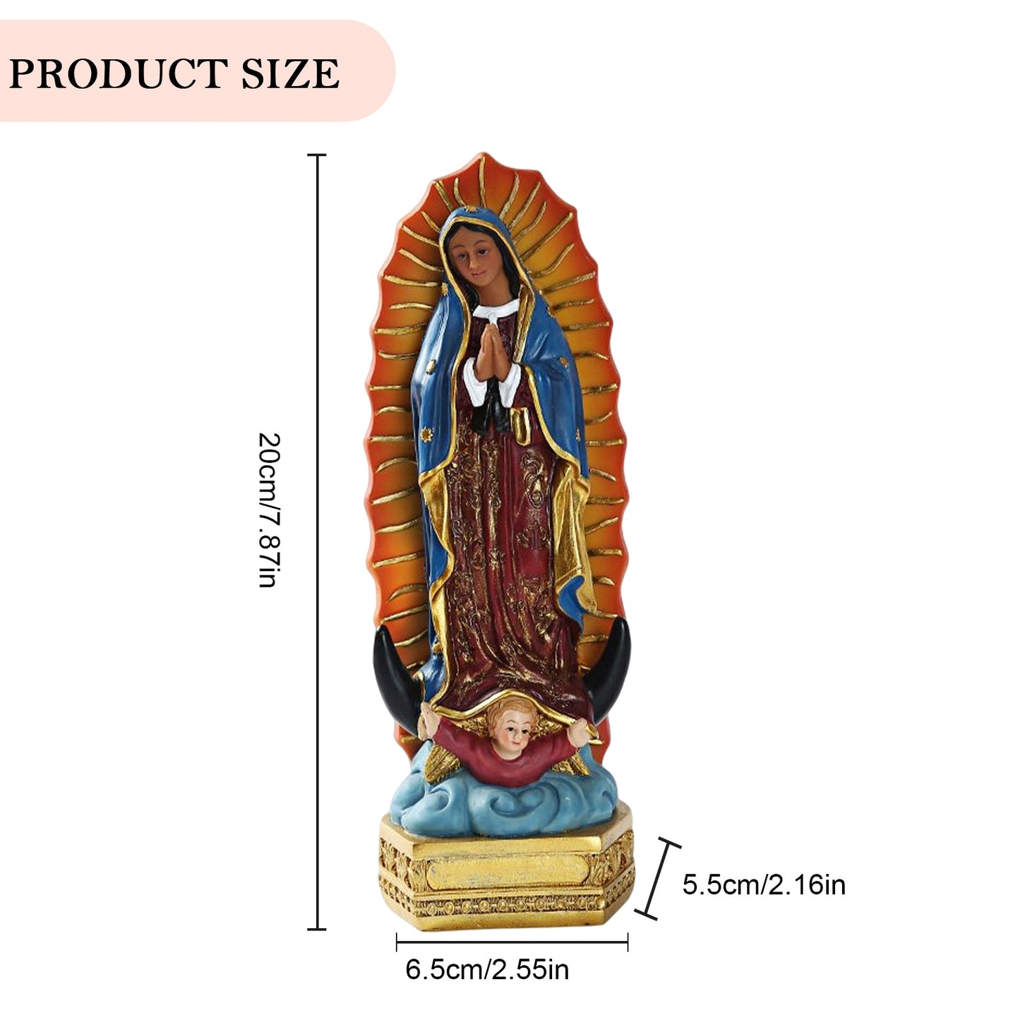 Resin Mexican Virgin Mary Statue Desktop Ornament Pray Altar Virgin Sculpture H image 5