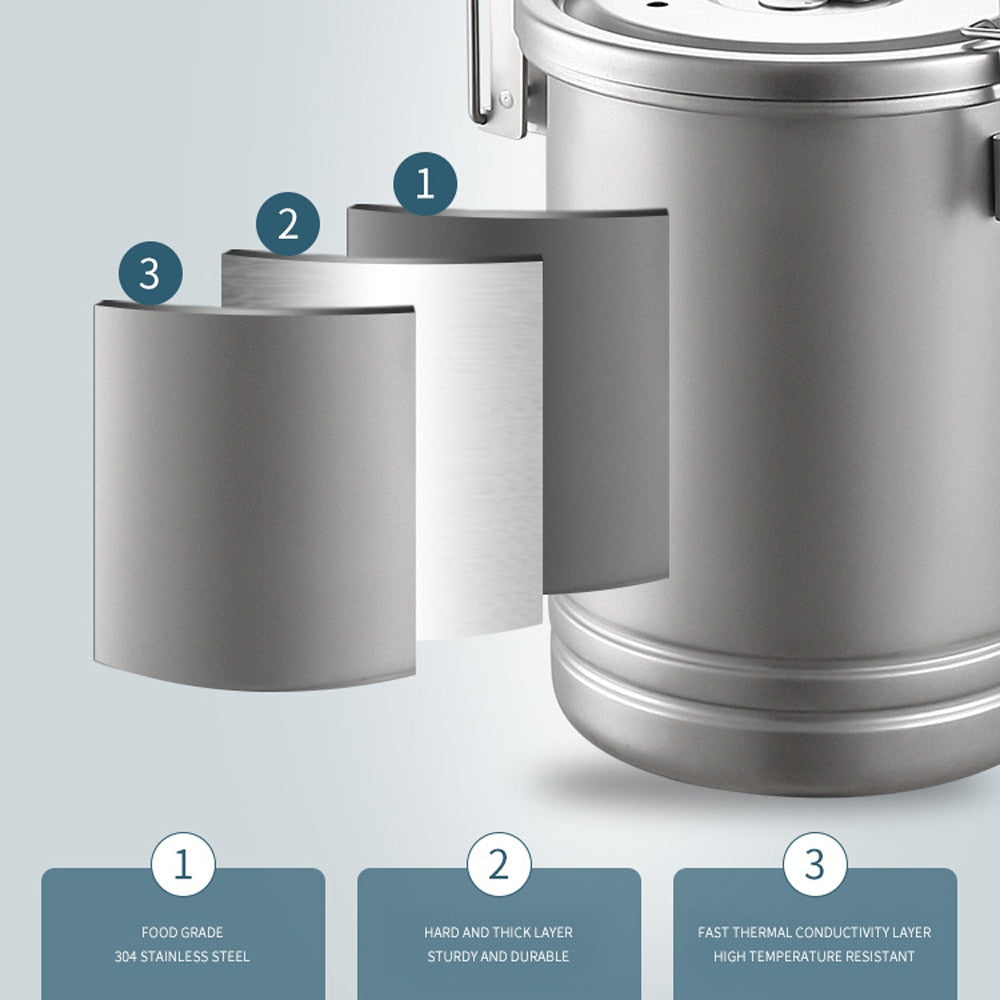 Camping Hiking Rice Cooker Outdoor Portable Picnic Cookware Stainless Steel Pot image 2