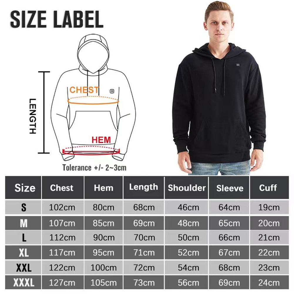Men Women USB Heating Hoodies Soft USB Rechargeable Long Sleeve Streetwear Loos image 7