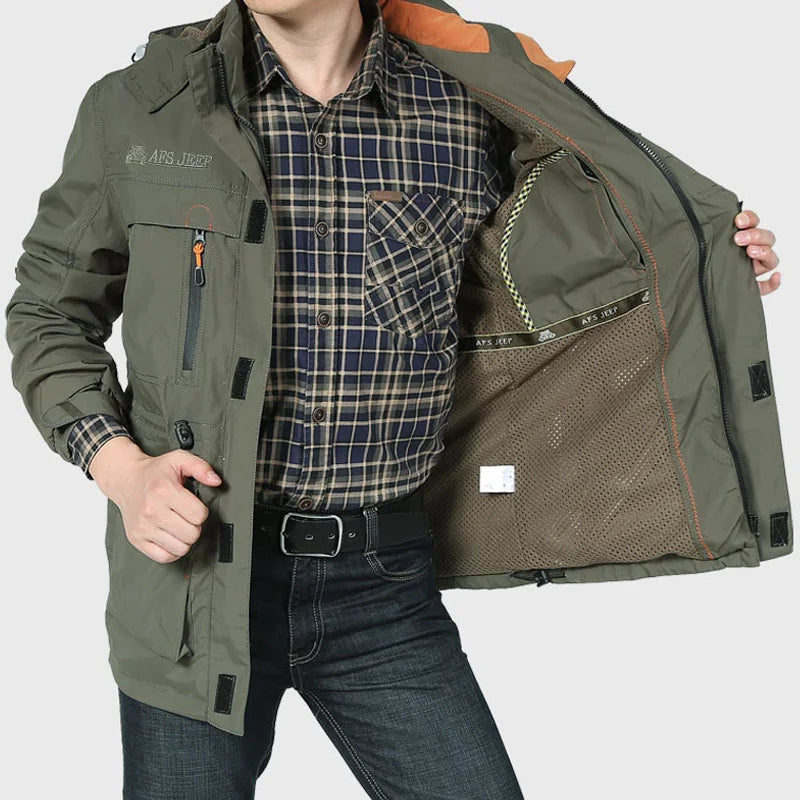 Men Tactical Waterproof Military Soft Shell Jacket with Pilot Hood,  for