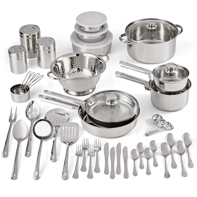 Mainstays Stainless Steel Cookware And Kitchen Combo Set Cooking Pots Set